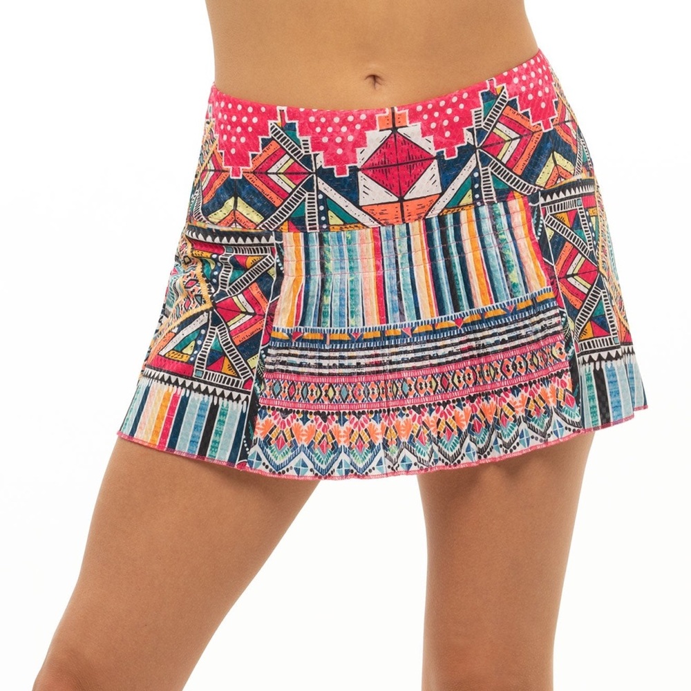 Lucky in Love Multicolor Aztec Print Women's Skort - Pink, Blue, Yellow